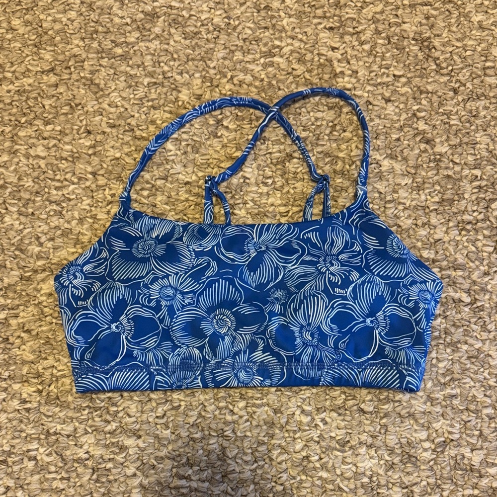 Rabbit Floral Blue Women's sports bra